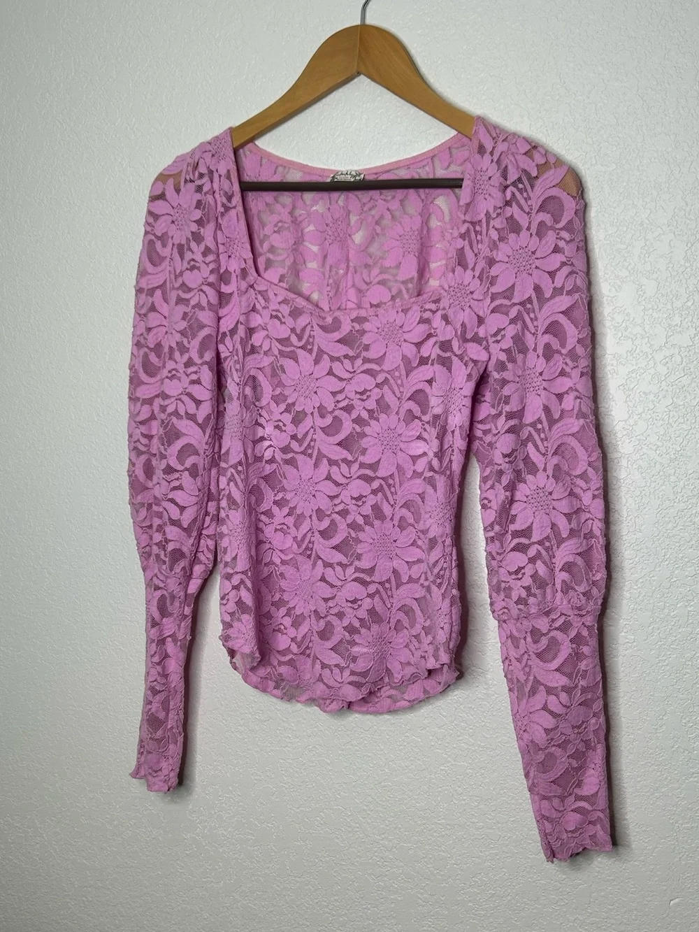 Free People Intimately Lilac Lace Long Sleeve Top